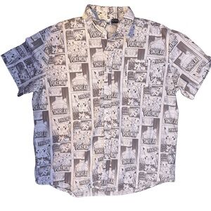 Pokemon Short-Sleeve Button-Up Shirt - Black & White Comic Print